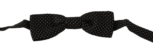 Dolce & Gabbana – Schwarze Fliege aus Seide mit Punkten und verstellbarem Halsausschnitt, Papillon für Herren