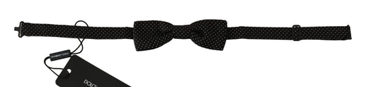 Dolce & Gabbana – Schwarze Fliege aus Seide mit Punkten und verstellbarem Halsausschnitt, Papillon für Herren