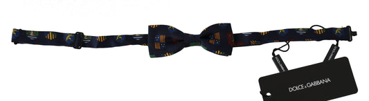 Dolce & Gabbana Blaue Flaggen 100 % Seide Verstellbarer Hals Papillon Herren Fliege