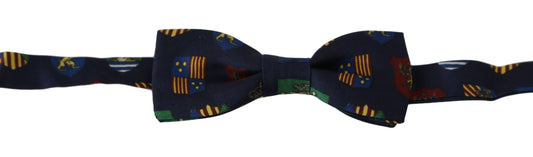 Dolce & Gabbana Blaue Flaggen 100 % Seide Verstellbarer Hals Papillon Herren Fliege