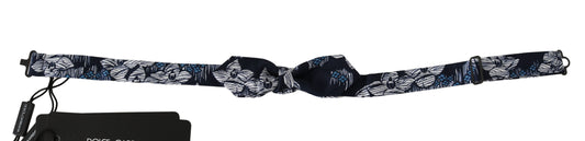 Dolce & Gabbana Marineblaue, florale, schmale Papillon-Fliege mit verstellbarem Hals