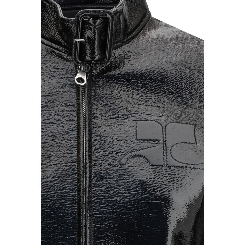 Courrèges Black Cotton Full-Length Jacket