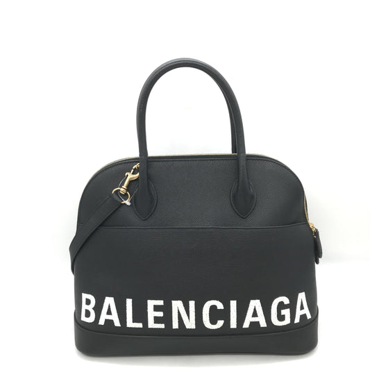 Balenciaga Black Grained Leather Ville Top Handle Bag