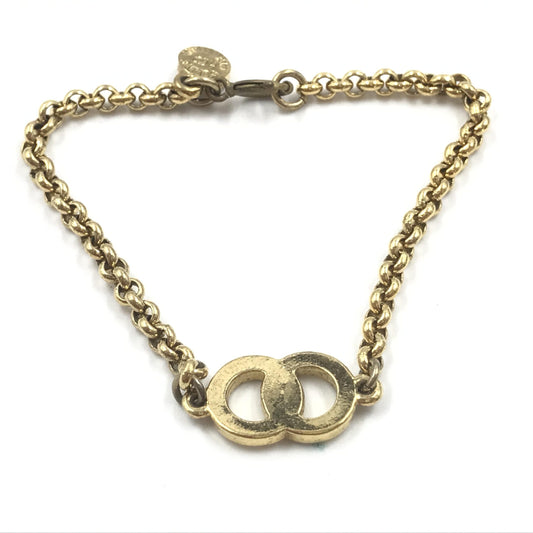 Celine Gold Plated Chain Bracelet With Logo Charm