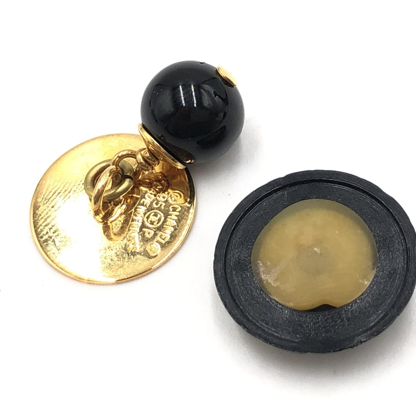 Chanel Matelasse Coco Mark Black Plastic Cufflinks