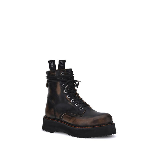 R13 Brown Rubber Lace-Up Boots