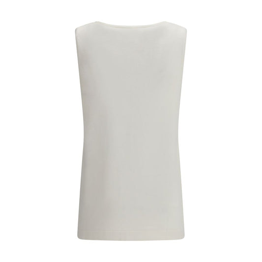 P.A.R.O.S.H. White Linen Sleeveles T-Shirt