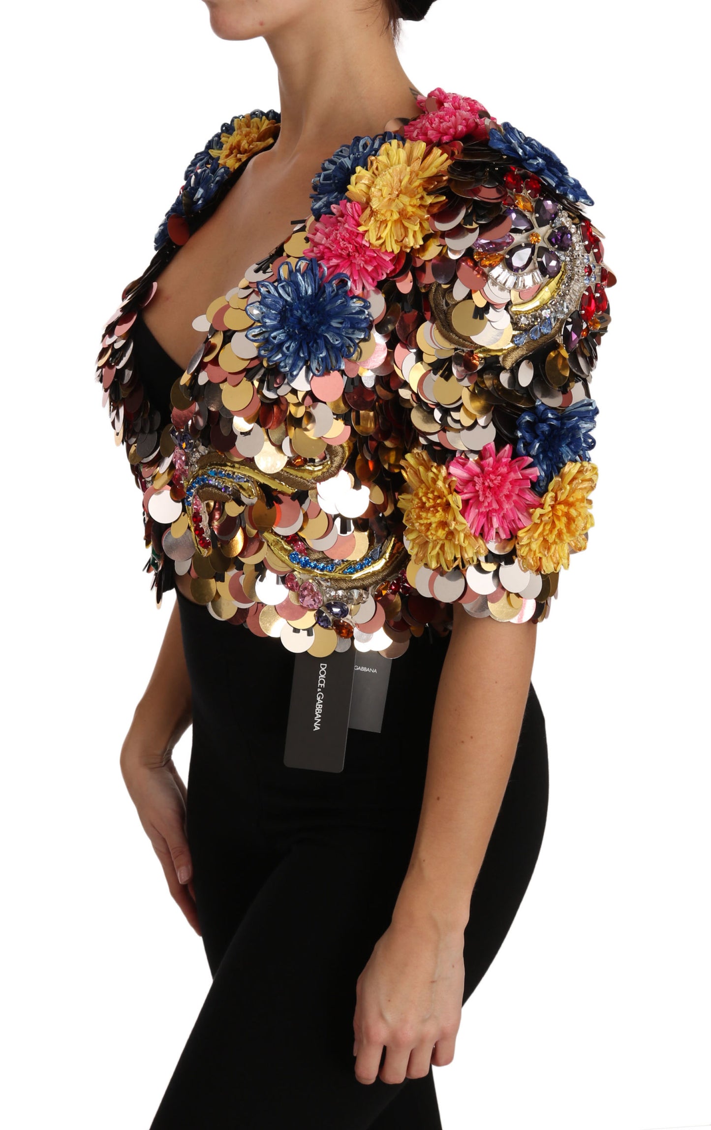 Dolce & Gabbana – Mantel mit Blumenmuster und Kristallpailletten
