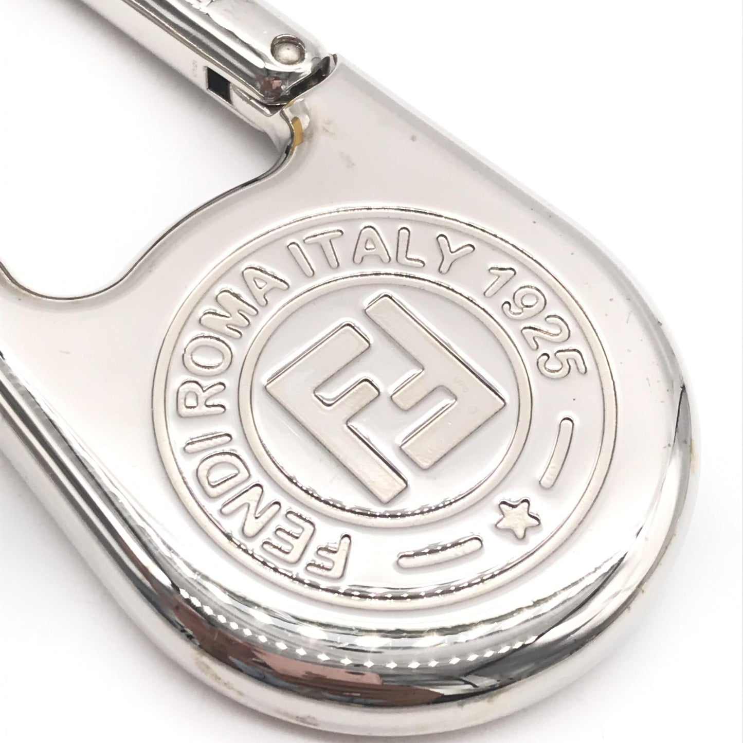 Fendi Silver Metal Compass Charm Keychain