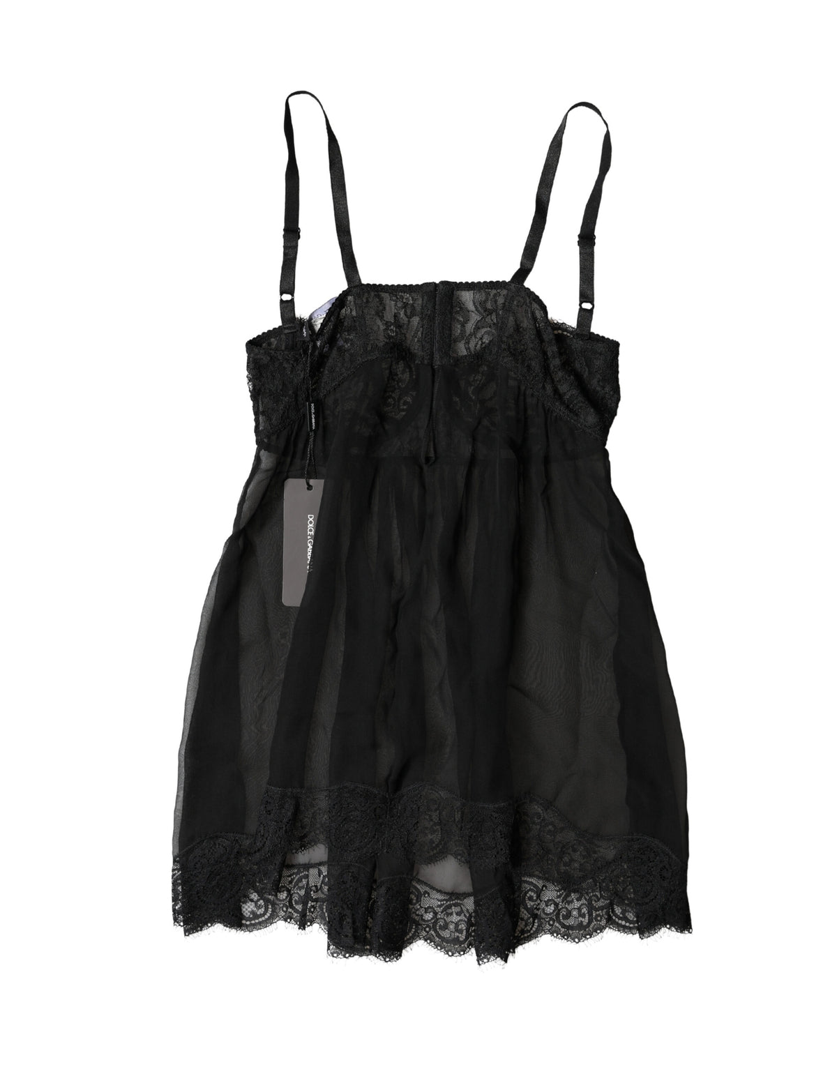 Dolce & Gabbana Black Silk Floral Lace Lingerie Top Underwear