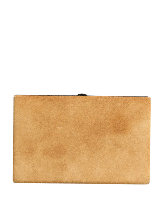 Dolce & Gabbana Beige Velvet Calf Leather Clutch Evening Women Purse Bag