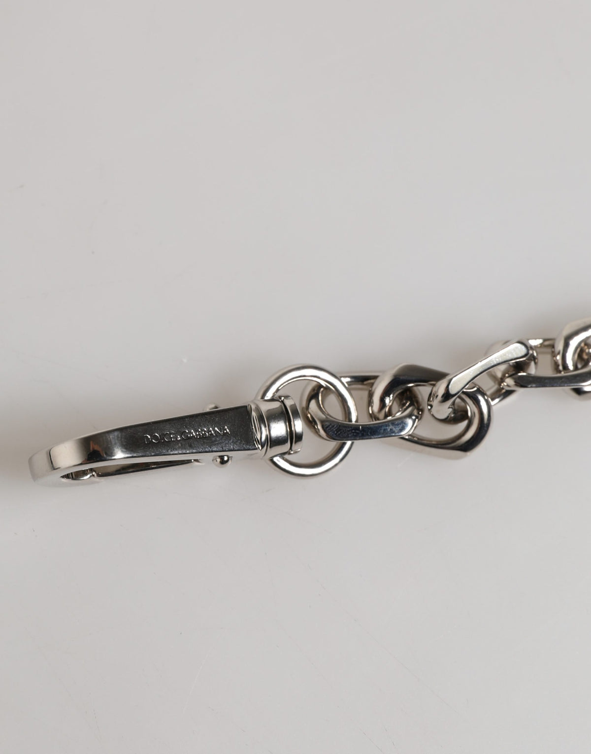 Dolce & Gabbana Silver Tone Chain Lobster Clasp Logo Gray Pearls Bracelet