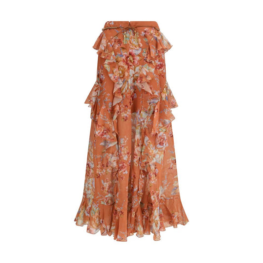 Zimmermann Orange Cotton Long Skirt