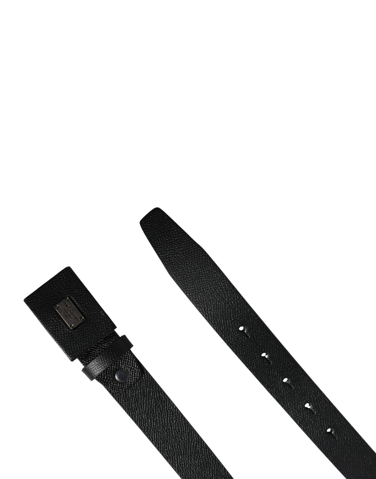 Dolce & Gabbana Men Black Calfskin Leather Square Buckle Belt