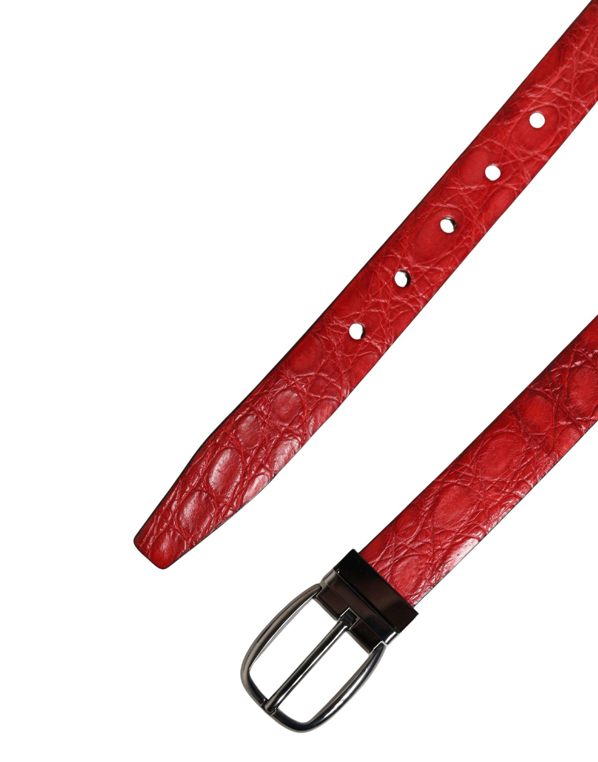 Dolce & Gabbana Herren Gürtel aus rotem Exotenleder mit Metallschnalle