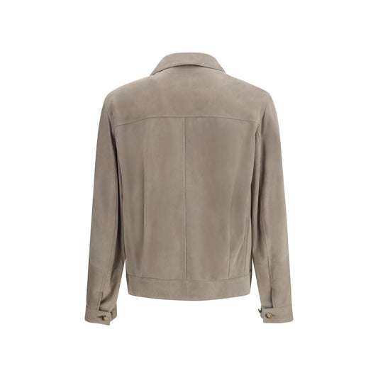 Brunello Cucinelli Bicolor Calf Leather Bos Taurus Leather Jacket