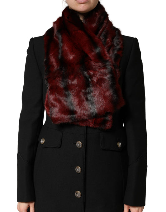 Dolce & Gabbana – Schal mit Pelz-Streifen in Schwarz und Rot