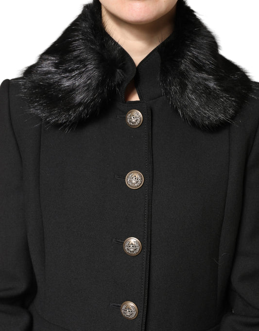 Dolce & Gabbana Schwarzer Pelzschal Halswickel-Kragenschal