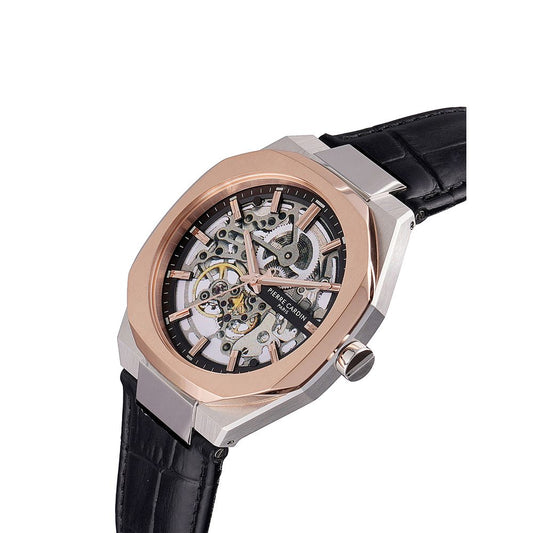 Pierre Cardin Black Leather Dress Watch