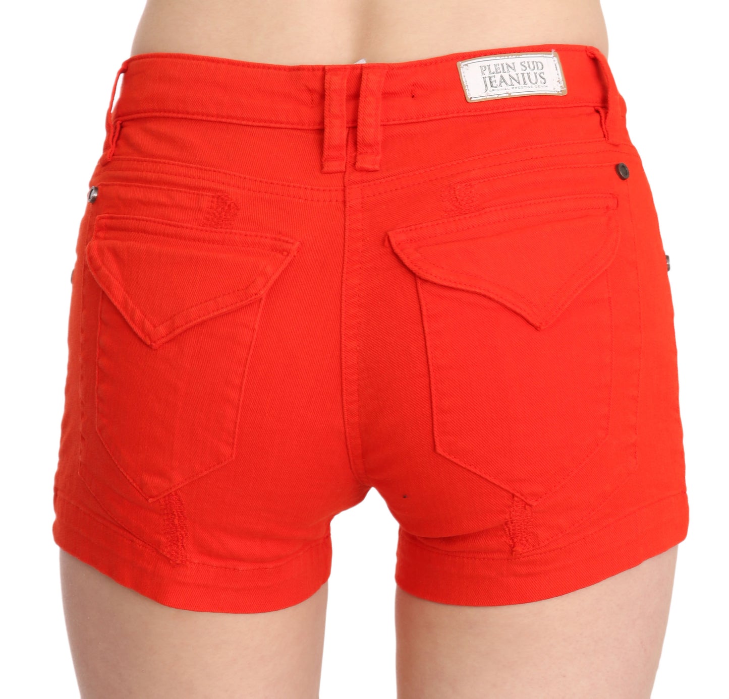 PLEIN SUD Orangefarbener Mini-Baumwolldenim mit mittlerer Taille