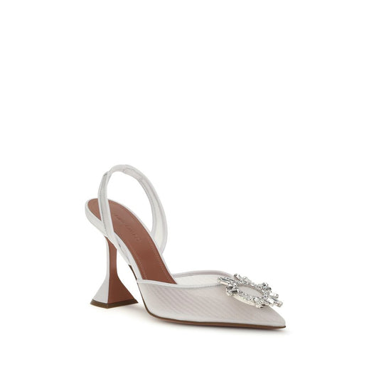 Amina Muaddi White Polyester High Heel Pumps