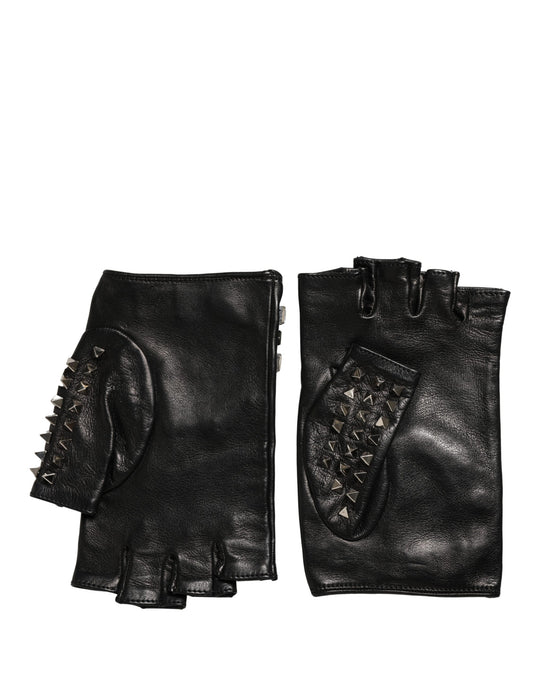 Dolce & Gabbana Black Embellished Wrist Length Mitten Women Gloves