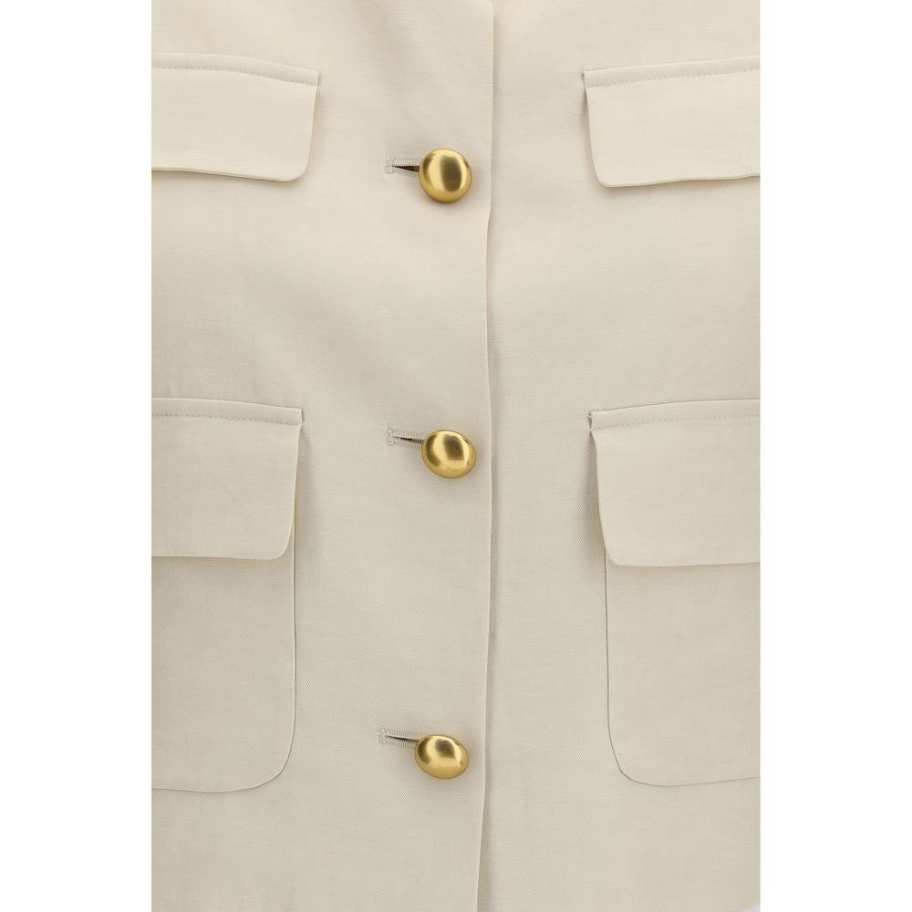P.A.R.O.S.H. Beige Viskose Ärmellose Jacke