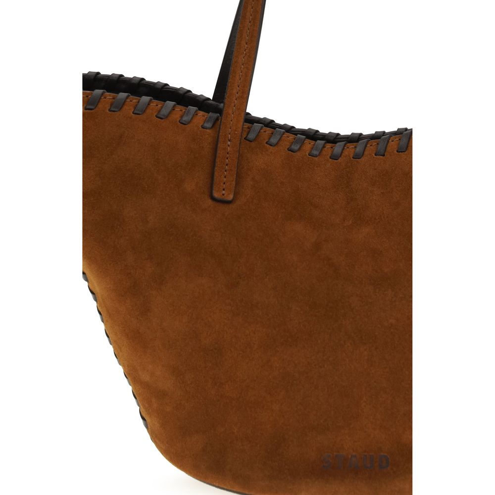 Staud Brownes Kalbsleder Handtasche aus Bos Taurus
