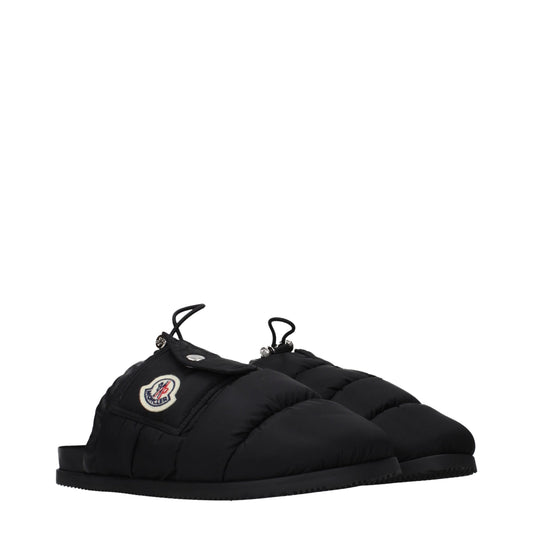 Moncler Black Fabric Slippers
