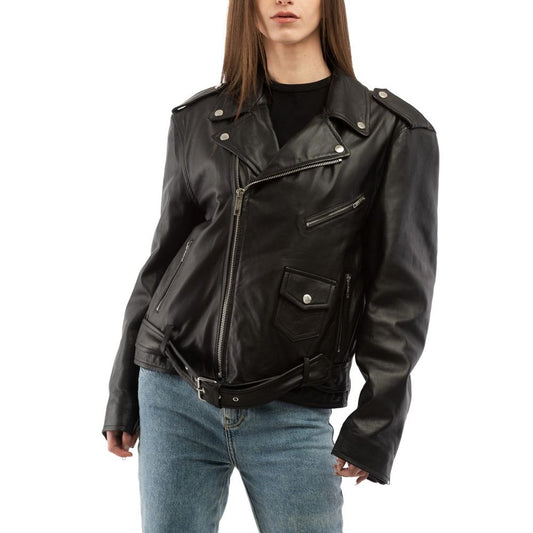 Moschino Black Polyester Leather Jacket