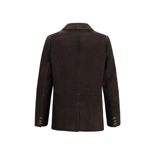 D'amico Brown Lamb Ovis Aries Aries Leather Jacket