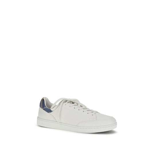 Burberry White Calf Leather Bos Taurus Low Top Sneakers