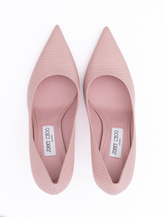 Jimmy Choo Pink Lizard Printed Leather Love 85 Pumps