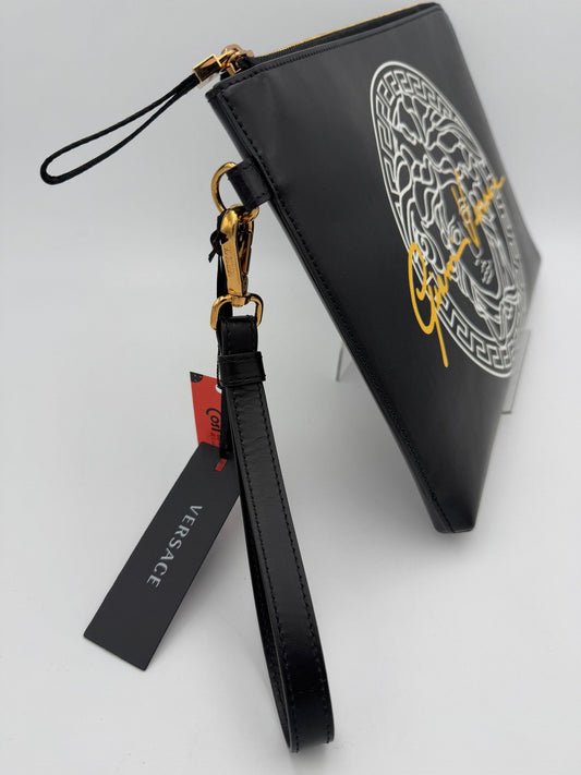 Versace VERSACE LA MEDUSA Signature Leather Clutch