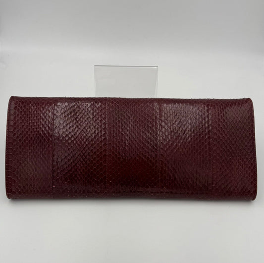 Celine CELINE TRIOMPHE Reptile Skin Burgundy Clutch