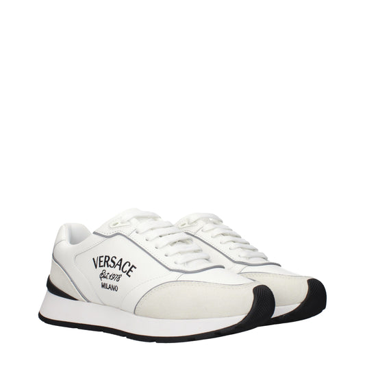Versace White Leather Athletic Sneakers