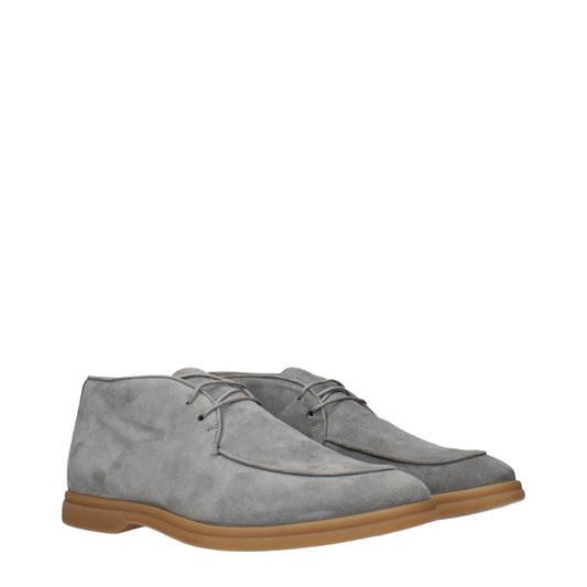 Eleventy Gray Leather Oxfords And Derbies