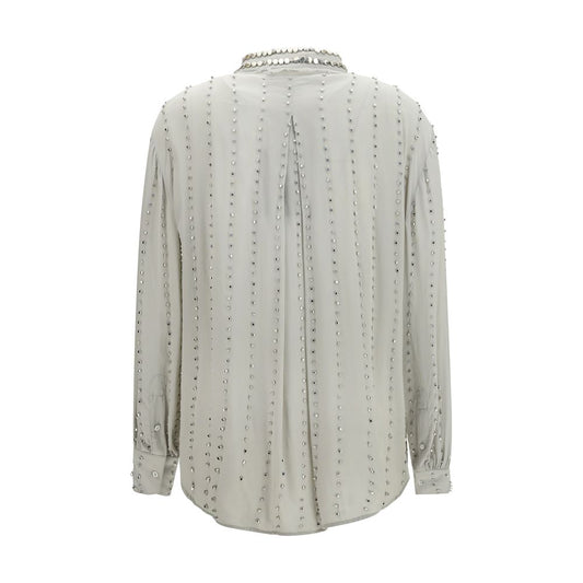 PINKO Gray Viscose Pattern Shirt