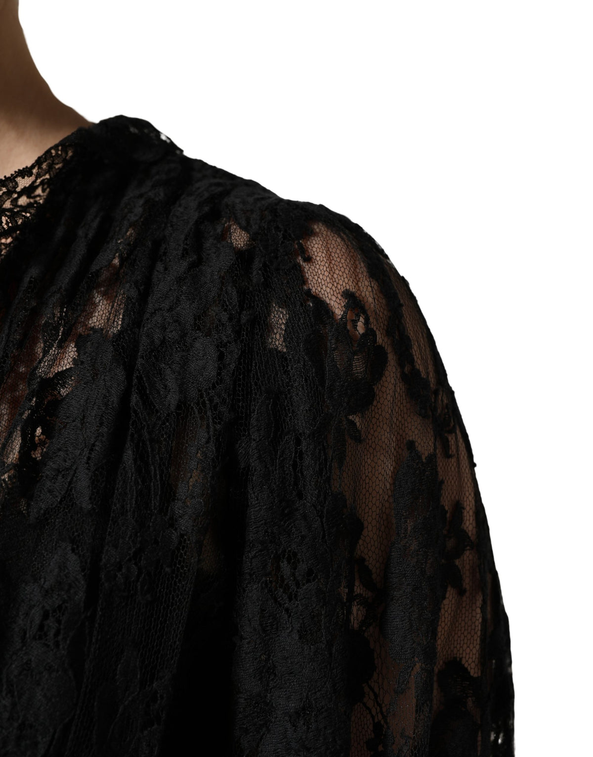 Dolce & Gabbana Schwarzes Spitzen-A-Linien-Abendkleid