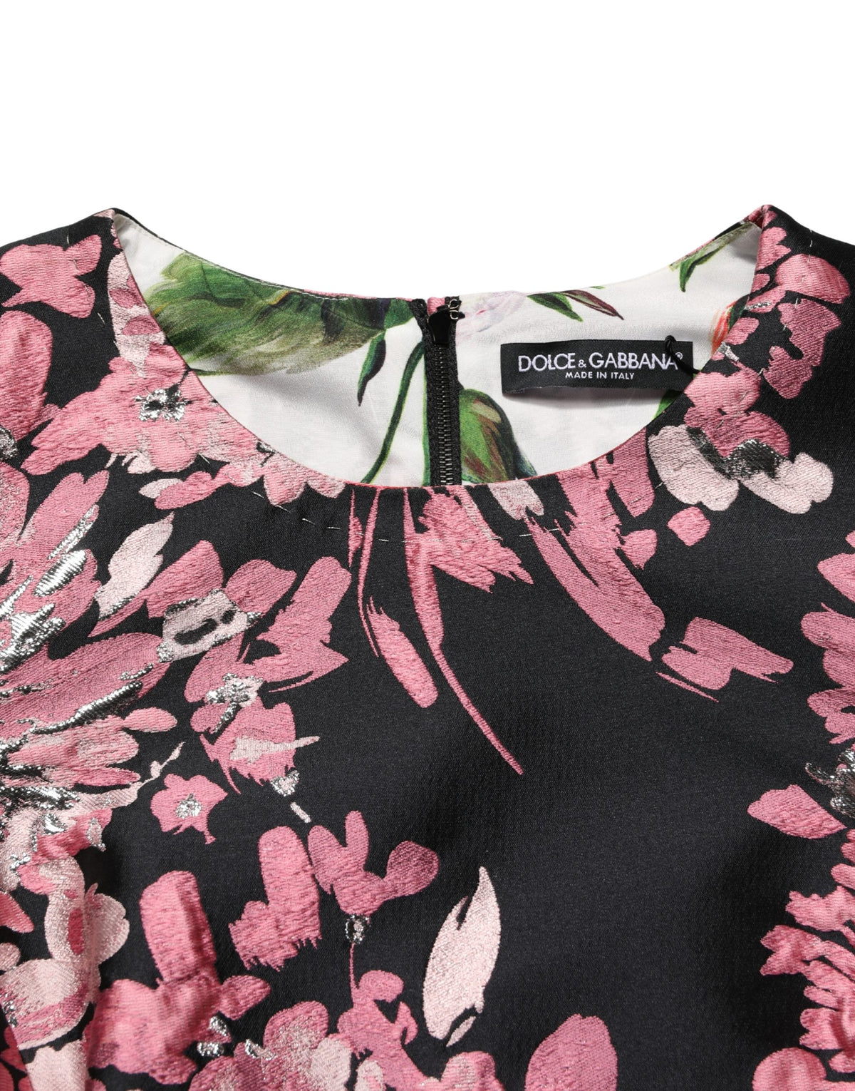 Dolce & Gabbana mehrfarbiges florales Brokat-Mini-A-Linien-Kleid
