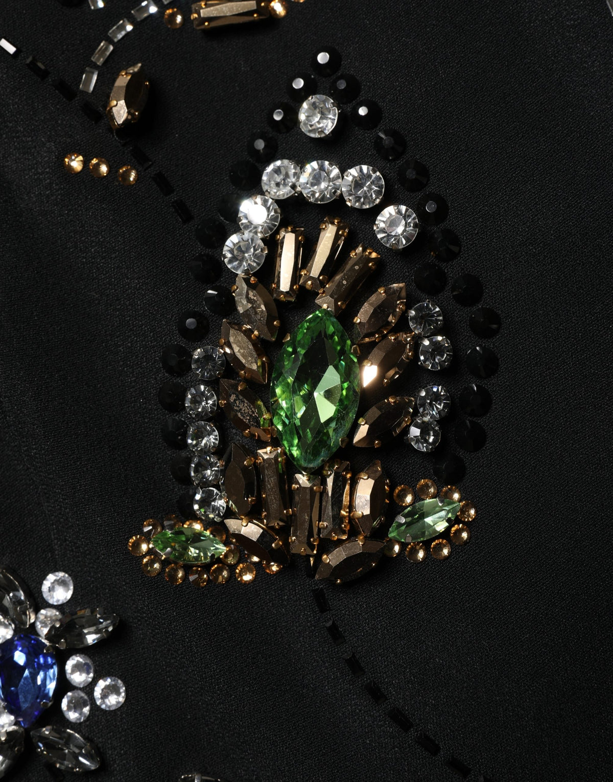 Dolce & Gabbana Schwarzes ärmelloses Kleid mit floralen Perlenverzierungen