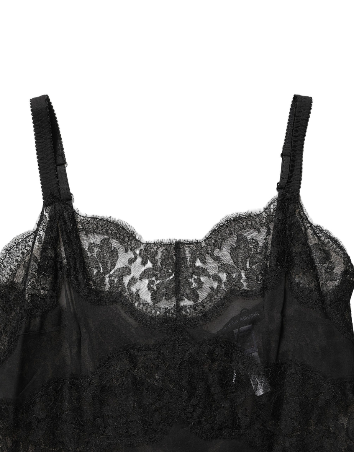 Dolce & Gabbana Schwarzes Seiden-Spitzen-Negligé Unterwäsche Chemise Nachtwäsche
