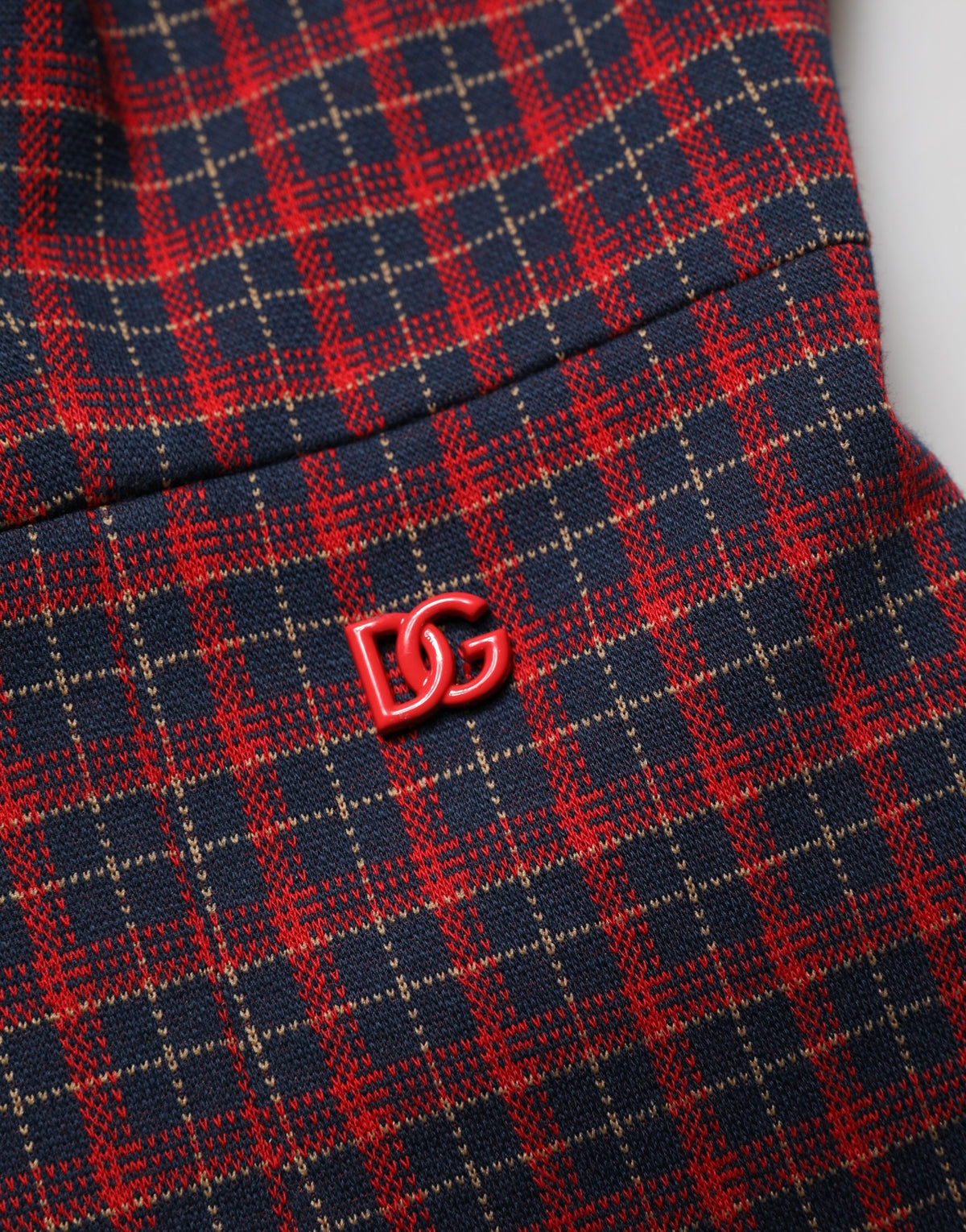 Dolce & Gabbana Rot-Schwarz Kariertes Kurzarm-Etuikleid