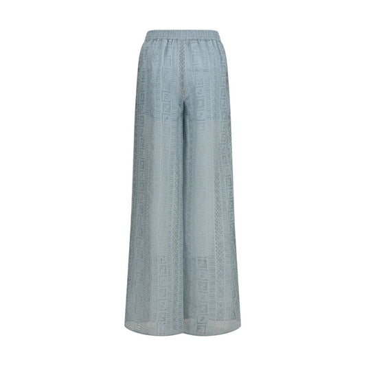 Fendi Blue Viscose Casual Pants