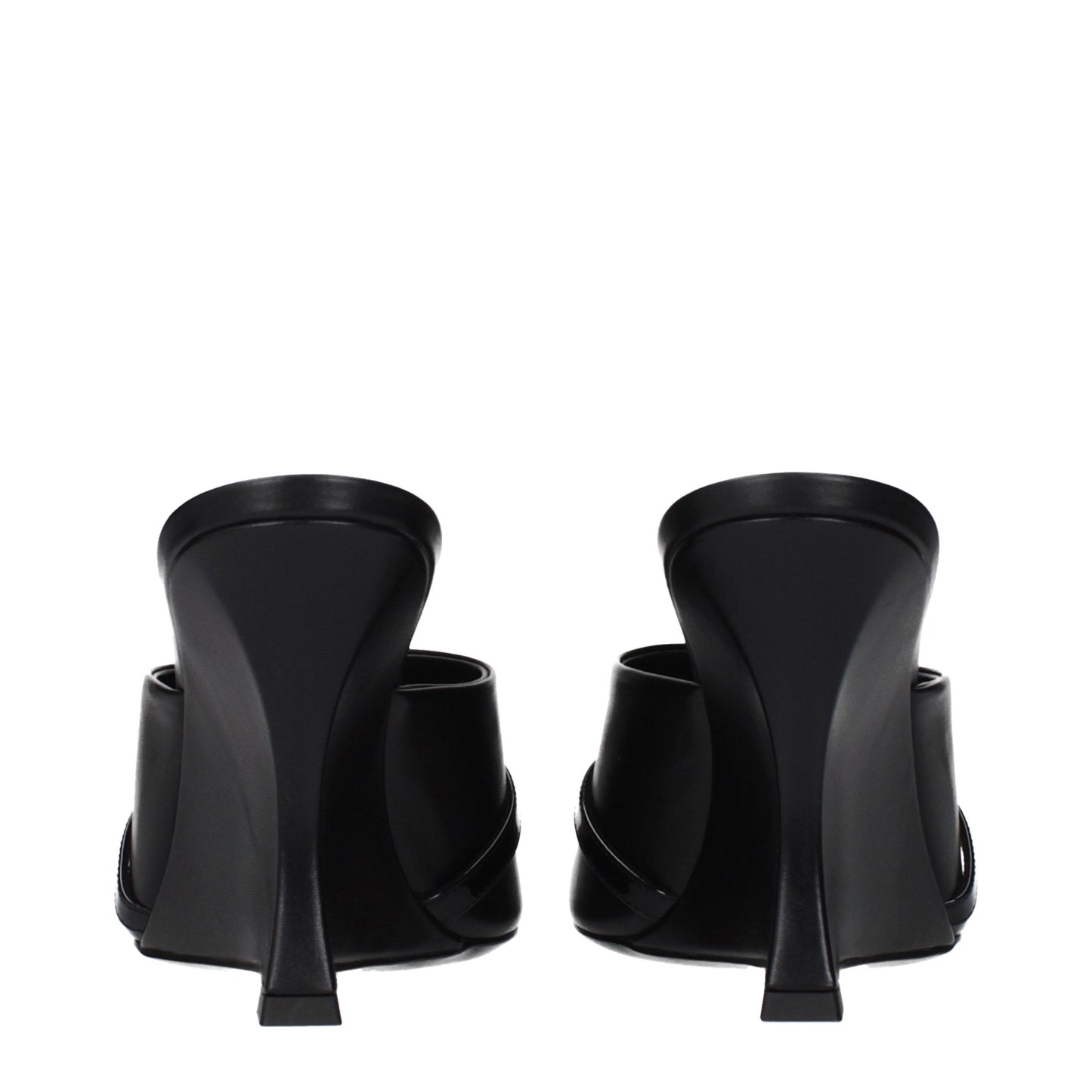 Versace Black Leather Wedge Sandals