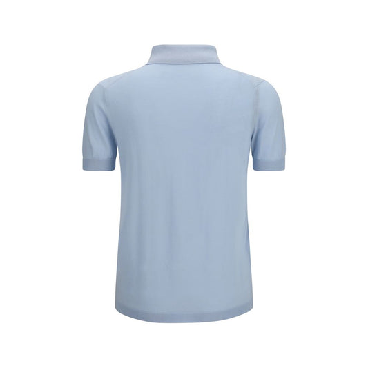 Aragona Cashmere Blue Cotton Polo Shirt