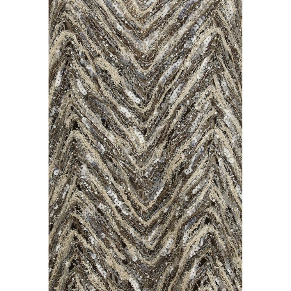 Brunello Cucinelli Beiges Cocktailkleid aus Papier