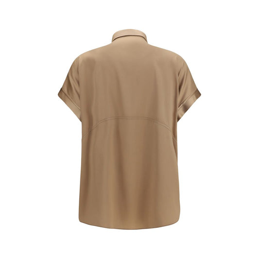 Brunello Cucinelli Beige Silk Shortsleeve Shirt