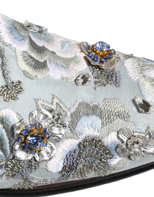 Dolce & Gabbana White Floral Embellished Men Loafers Shoes