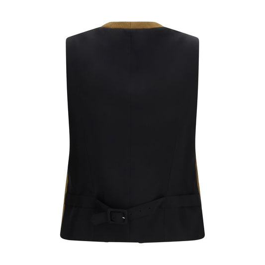 Burberry Brown Wool Oves Aries Sleeveless Jacket